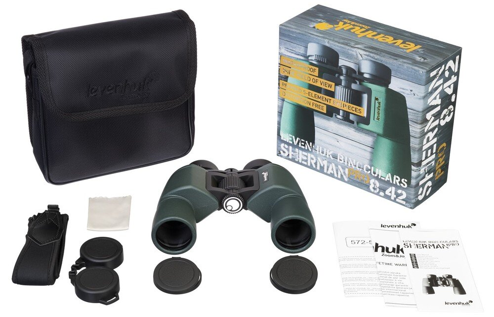 Lornetka LEVENHUK Sherman Pro 8x42 zestaw 