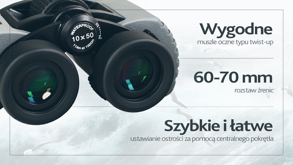 Lornetka LEVENHUK Sherman Plus 10x50 Ostrość obrazu regulacja dioptrii regulacja rozstawu okularów i miękkie gumowe muszle oczne typu twist-up  