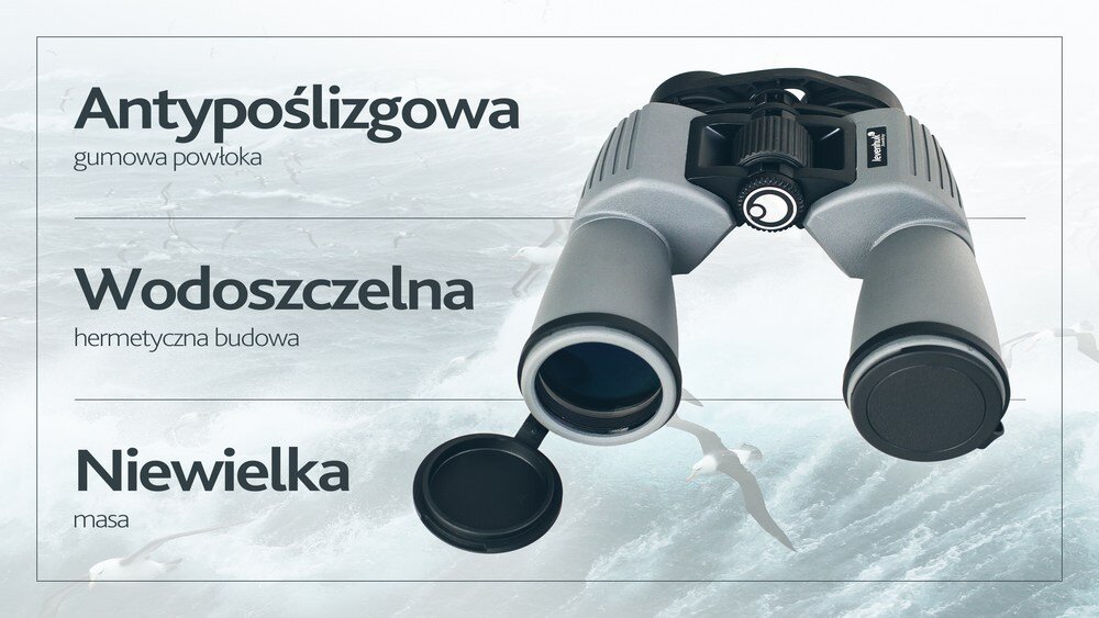 Lornetka LEVENHUK Sherman Plus 7x50 korpus pokryty antypoślizgową, wytłaczaną gumową powłoką   