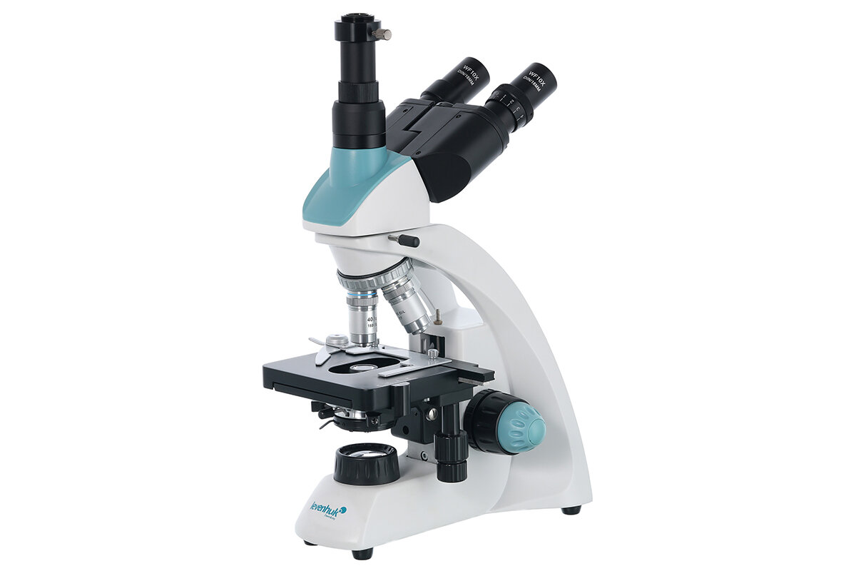Mikroskop LEVENHUK 500T laboratoryjny trójokularowy optyka achromatyczna powiększenie 40x–1000x