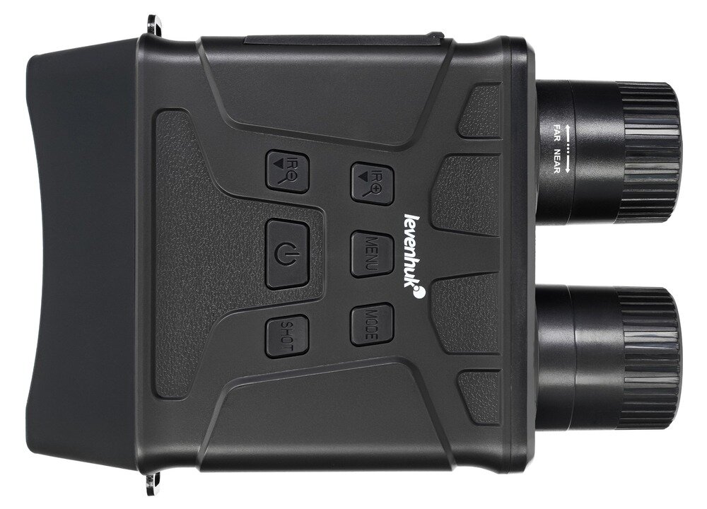 Lornetka LEVENHUK Atom Digital DNB100 1-5x24   wypukłe soczewki Zakres widzenia w całkowitej ciemności wynosi do 250–300 metrów  