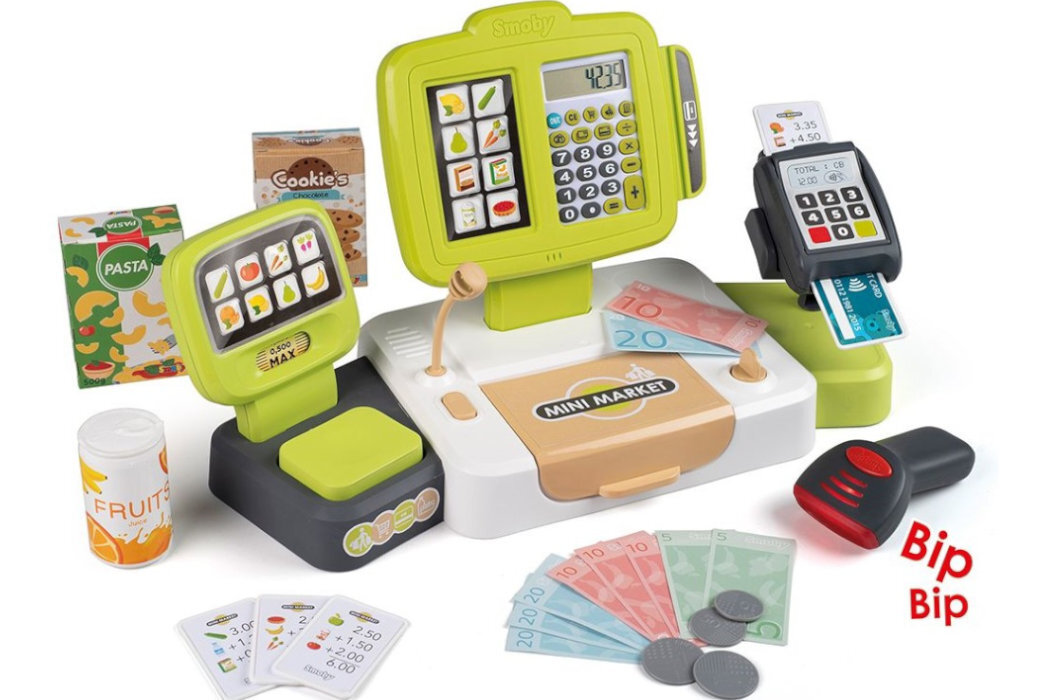 Zabawka kasa sklepowa SMOBY Elektroniczna ze skanerem zabawa nauka dźwięki rozwój umiejętności komunikacja