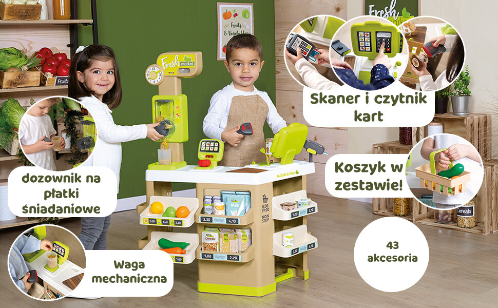 Supermarket SMOBY Fresh Market 7600350233 elementy kasa elektroniczna