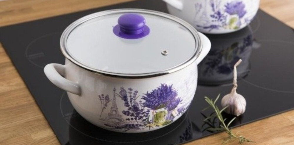 Garnek EMALIA PLESZEW Pyza Lavenda kute aluminium