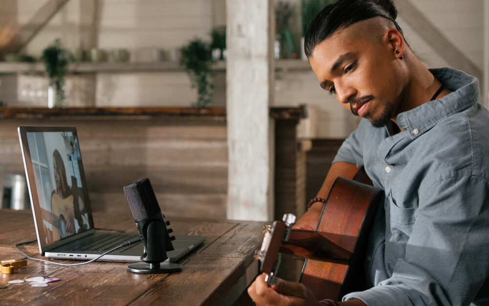Mikrofon SENNHEISER Profile USB podłączenie porty złącza odsłuch zasilanie