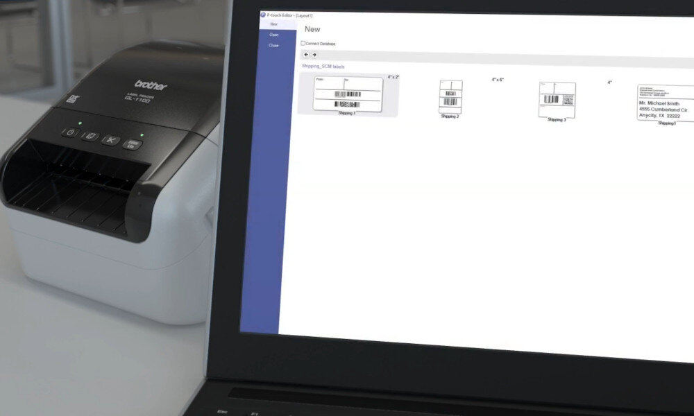 Drukarka BROTHER QL-1100CYJ1 podłączenie kompatybilność oprogramowanie złącze gilotyna