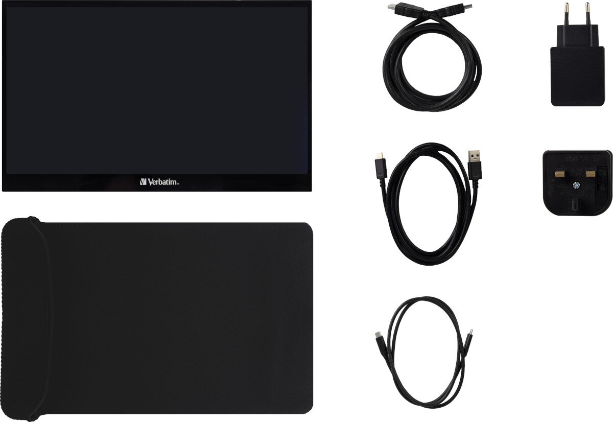 Monitor VERBATIM PMT-17 17.3 1920x1080px IPS opakowanie zestaw zawartość akcesoria