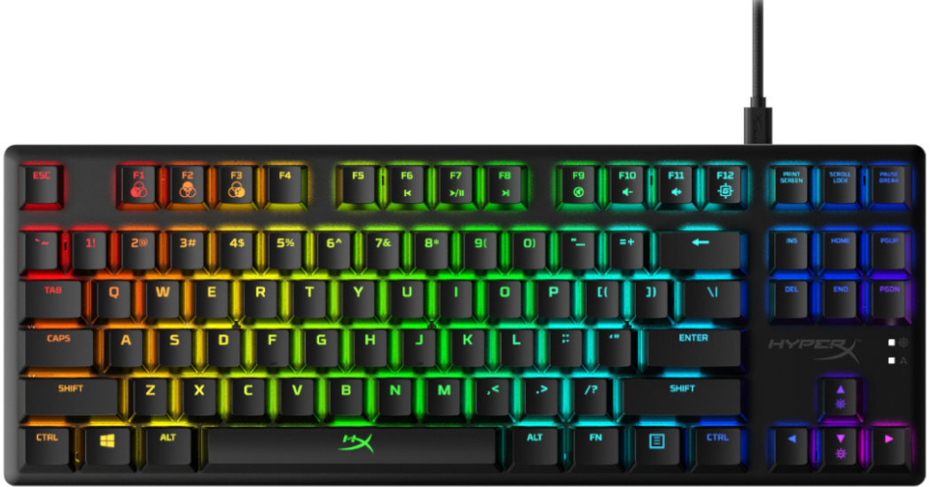 Klawiatura HYPERX Alloy Origins Core Aqua wyposażenie tryb klawisze zabawa pamięć regulacja dynamika podświetlenie trwałość