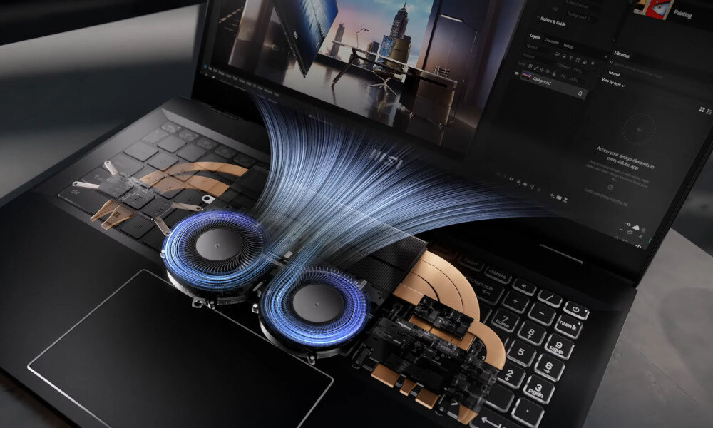 Laptop MSI Summit E16Flip A13VET chłodzenie temperatura głośność hałas