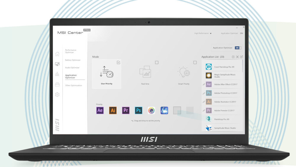 Laptop MSI Modern B11M-019PL aplikacja oprogramowanie monitorowanie parametry