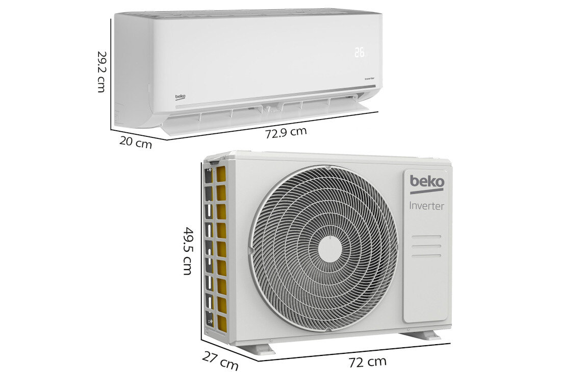 Klimatyzator Split, Pompa ciepła powietrze - powietrze BEKO BEHPGH 090/BEHPGH 091 Mobilne wymiary rozmiar