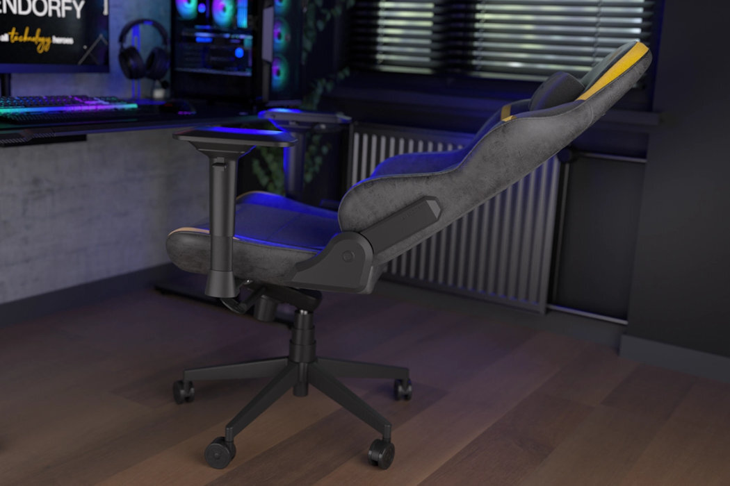 Fotel ENDORFY Scrim EY8A003 Czarno-żółty Czarny oddychający wyprofilowany szerokie ochrona pianka memory foam nachylenie regulacja