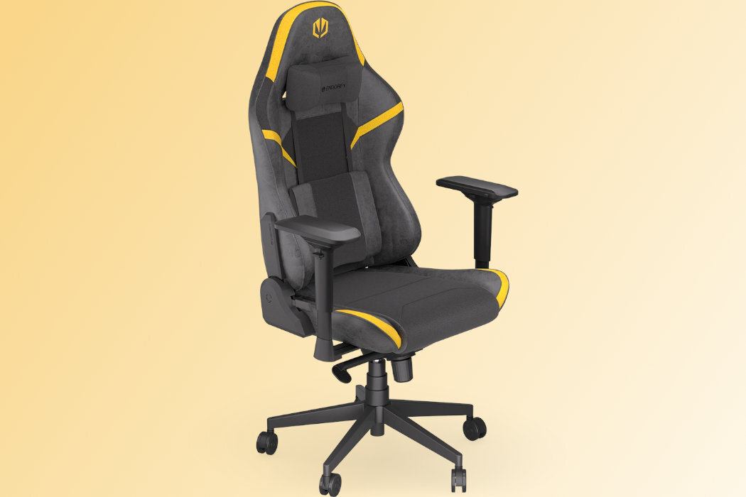 Fotel ENDORFY Scrim EY8A003 Czarno-żółty Czarny oddychający wyprofilowany szerokie ochrona pianka memory foam nachylenie regulacja