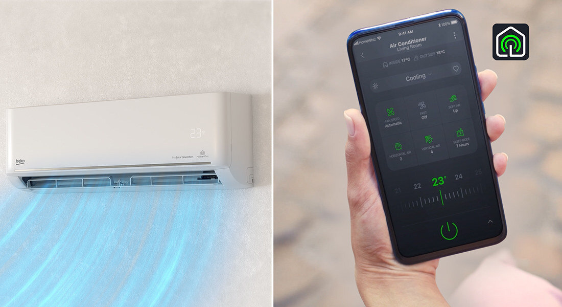 Klimatyzator Split, Pompa ciepła powietrze - powietrze BEKO BEEPGH 120/BEEPGH 121 z usluga montazu Sterowanie Wifi aplikacja HomeWhiz