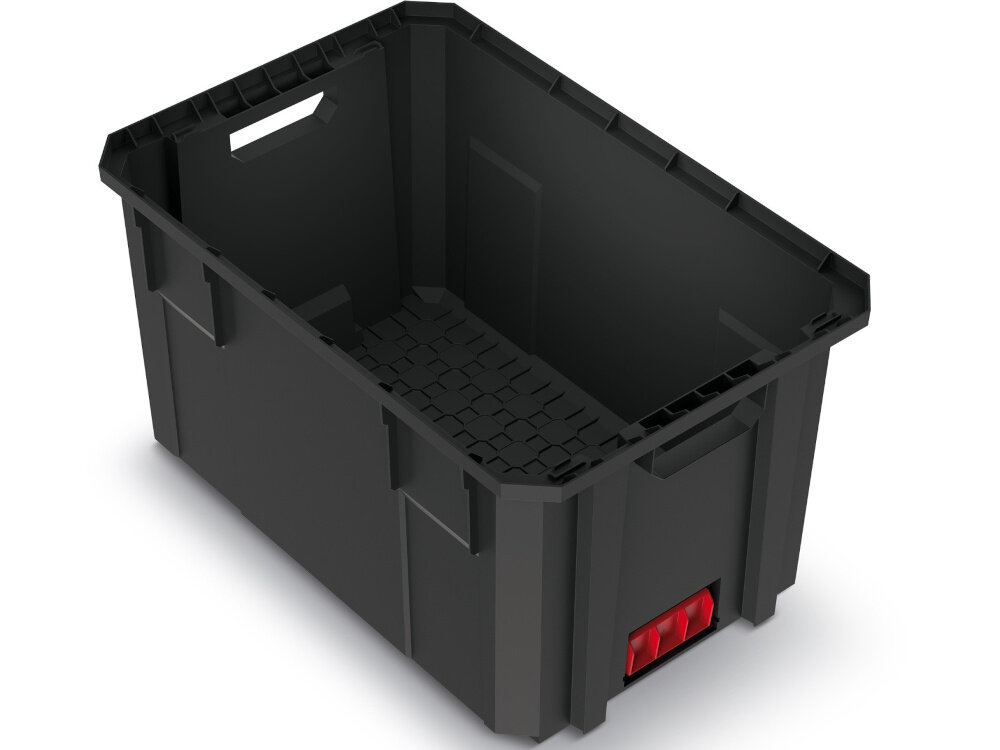 Kosz modułowy KISTENBERG X-Block Pro 30 KXB604030C kosz na białym tle widoczny pod skosem do przechowywania i transportu rzeczy i narzędzi organizacja wyposażenia spójny system z innymi elementami serii X BLOCK dla profesjonalistów i majsterkowiczów
