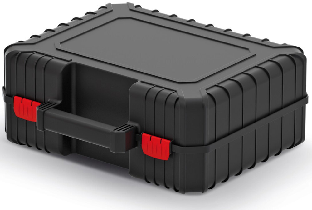 Walizka narzędziowa KISTENBERG Hevy 40 KHV40P zamknięta walizka na białym tle widoczna od przodu pod skosem przechowywanie i transport praktyczny gadżet