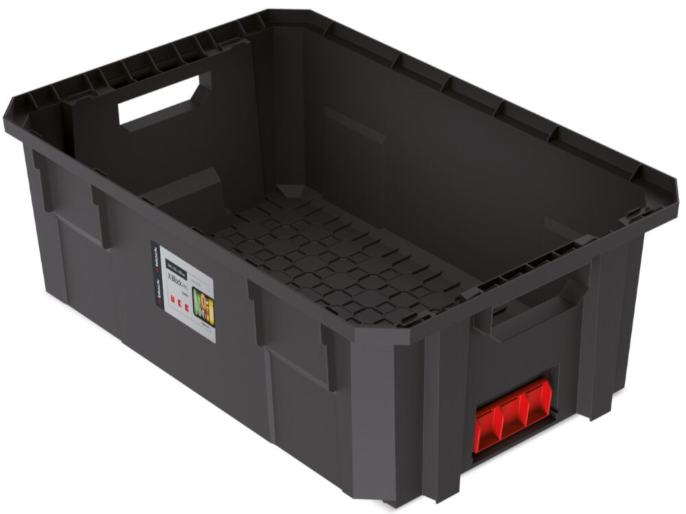 Kosz modułowy KISTENBERG X-Block Pro 20 KXB604020C kosz na białym tle widoczny pod skosem do przechowywania i transportu rzeczy i narzędzi organizacja wyposażenia spójny system z innymi elementami serii X BLOCK dla profesjonalistów i majsterkowiczów