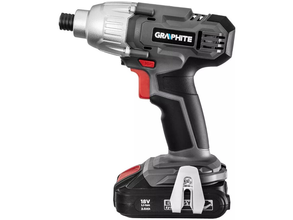 Zestaw elektronarzędzi GRAPHITE 58GS002 zakrętarka na białym tle zakrętarka GRAPHITE 58G012 o momencie obrotowym 180 Nm prędkości do 2200 obrotów na minutę skracasz czas pracy i zmniejszasz wysiłek