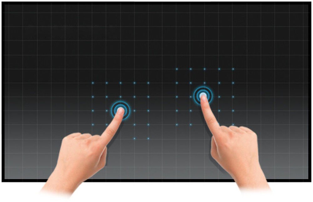 Monitor IIYAMA ProLite T2455MSC-B1 23.8 1920x1080px IPS dwie dłonie korzystające ze sterowania dotykowego obsługa szklana powierzchnia