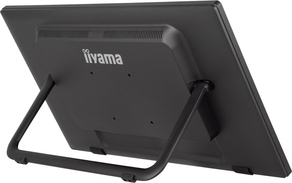Monitor IIYAMA ProLite T2455MSC-B1 23.8 1920x1080px IPS tył monitora z widocznym rozkładanym stojakiem nachylenie regulacja mocowanie VESA