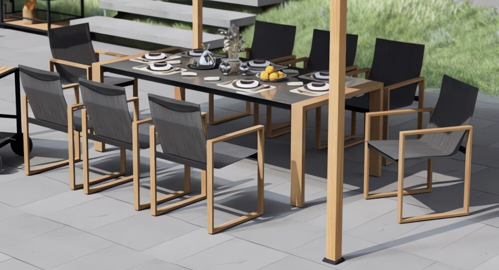 Zestaw mebli ogrodowych MIRPOL Duisburg Jadalniany Antracytowy minimalistyczny elegancki niepowtarzalny wygląd perfekcyjne wykonanie z niezwykłą starannością dbałością o najmniejszy szczegół aluminiowa ram odporna na korozję wysoka trwałość
