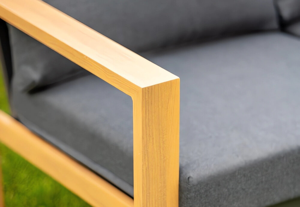 Zestaw mebli ogrodowych MIRPOL Duisburg Antracytowy 3-osobowa sofa szerokie podłokietniki opływowy uniwersalny kształt 202 x 76 x 73,5 cm miękkie oparcia miękkie