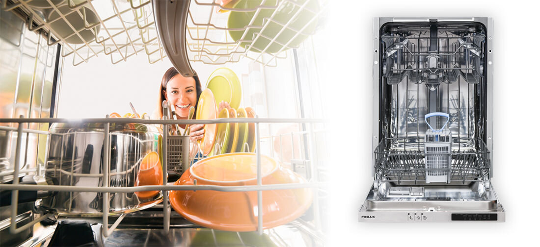 Zmywarka FINLUX FD-I12B45B100 funkcje 4 uchwyty na filizanki regulacja wysokosci