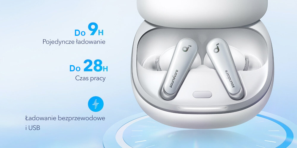 Słuchawki dokanałowe SOUNDCORE Liberty 4 Biały bateria wydajność