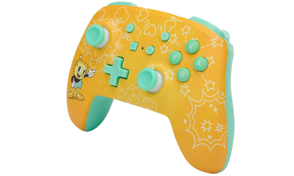 Kontroler POWERA Enhanced Cuphead: Ms. Chalice konsola pc komputer smartfon android sterowanie kompatybilność przyciski gałki analogi łączność bateria zasilanie spusty panel obudowa waga zasięg