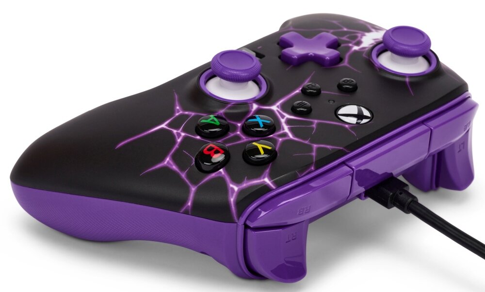 Kontroler POWERA Enhanced jakość wykonanie sterowanie drążki analogowe udostępnianie osiągnięcia zrzuty ekranów możliwości konfiguracja mapowanie drgania silniczki wibracyjne gniazdo pokrętło regulacji głośności kabel USB opakowanie zestaw