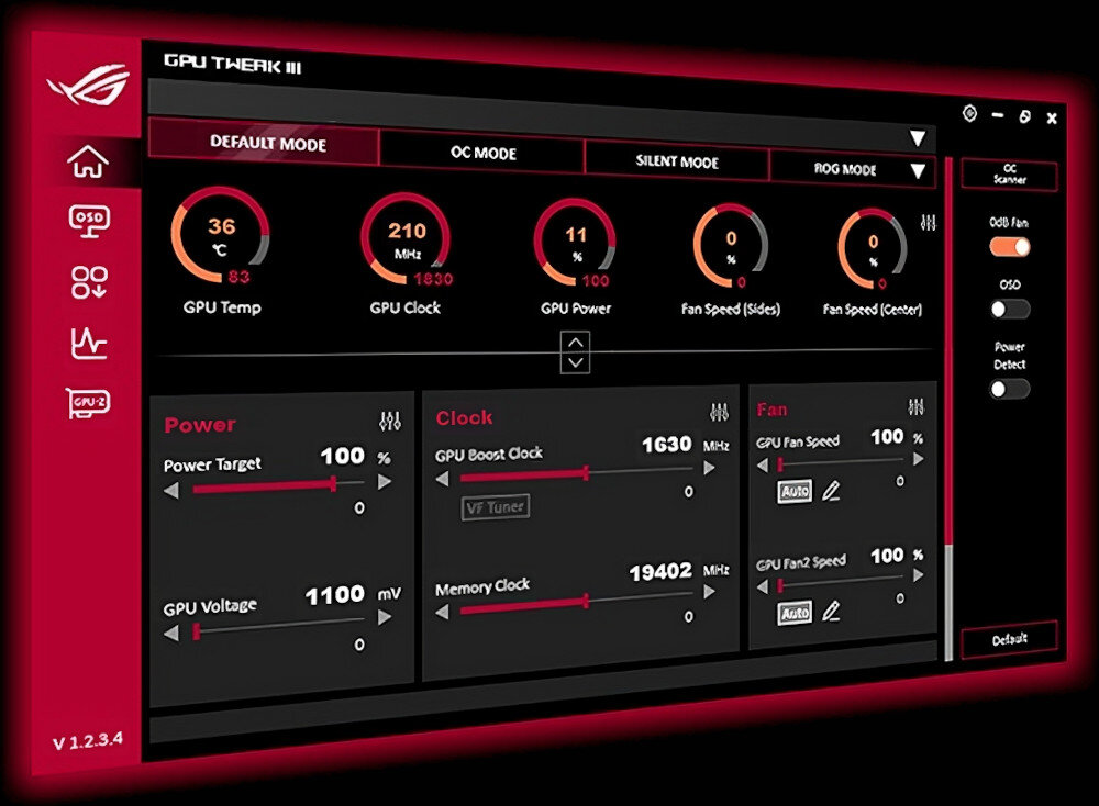 Графічна карта ASUS Rog Strix GeForce RTX 4090 OC 24 ГБ DLSS 3 Програмне забезпечення Моніторинг програм Налаштування розгону