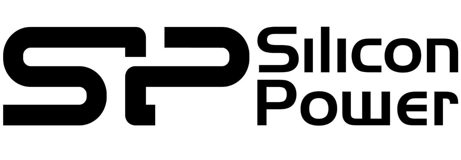Logo z napisem \'SP Silicon Power\' w czarnym kolorze na białym tle.