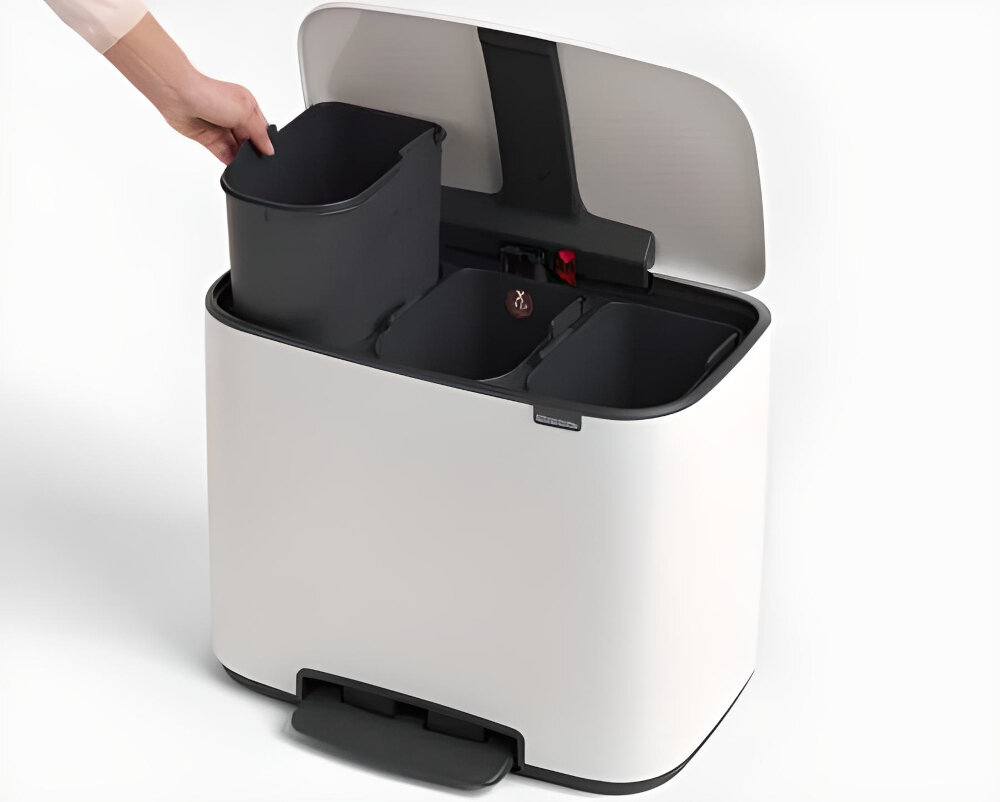 Kosz na śmieci BRABANTIA Bo 121005 3 x 11L Biały lekki waga 5,6 kg latwy do przenoszenia solidna konstrukcja trzy komory pojemnosc