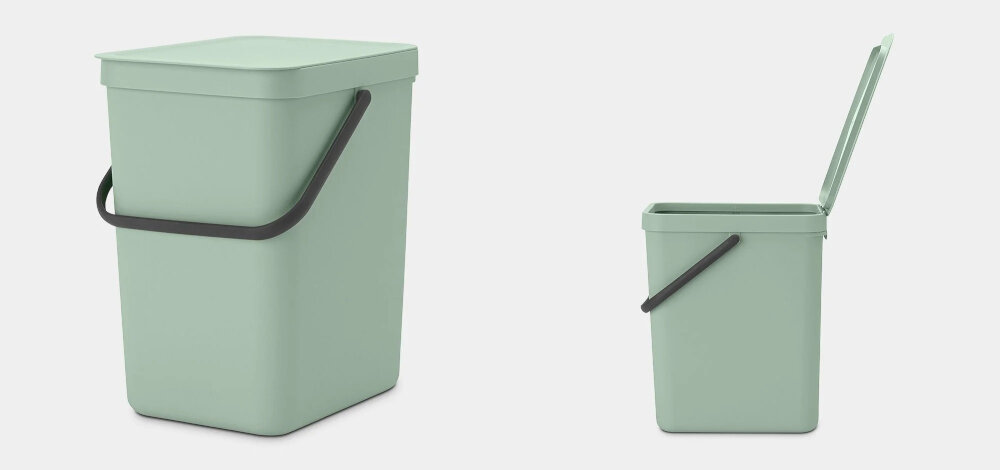 Kosz na śmieci BRABANTIA 212765 Sort & Go 25L Jasnozielony Łatwe czyszczenie duży uchwyt
