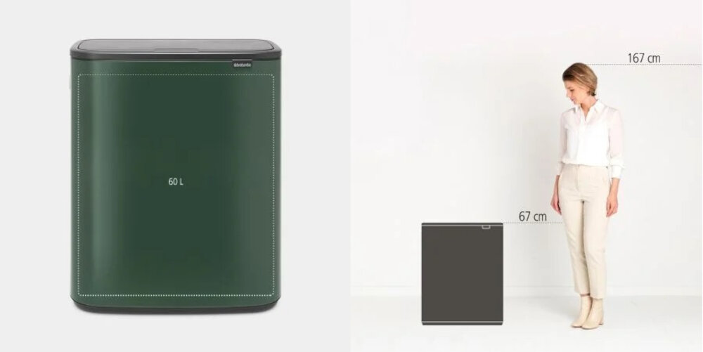 Kosz na śmieci BRABANTIA 304248 Bo Touch Bin 60 L Zielony pojemnosc 
