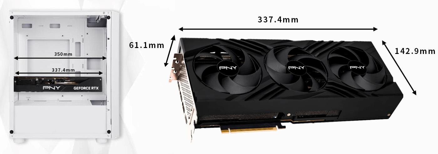 Karta graficzna PNY Gaming Verto GeForce RTX 4090 Triple Fan - ATX full tower Optymalne rozmiary 