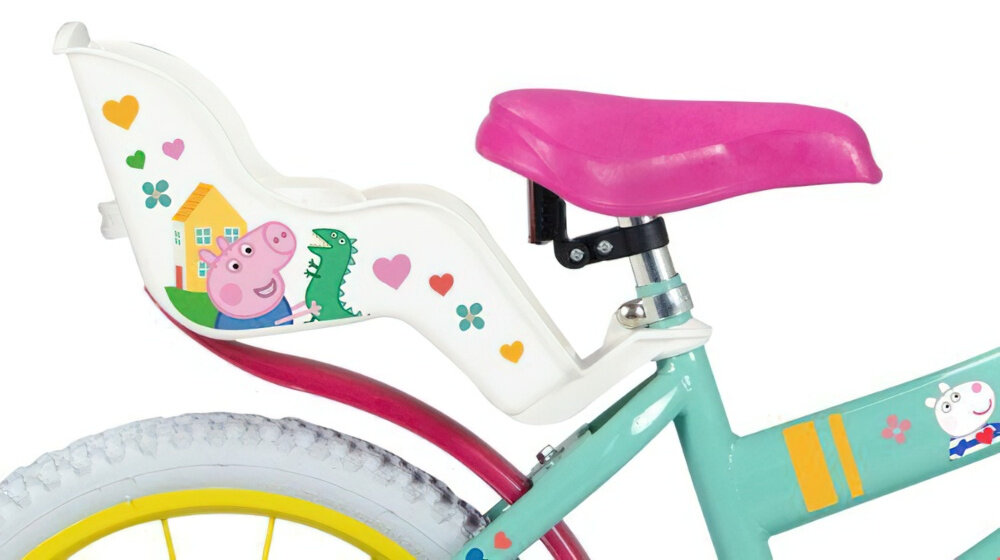 Rower dziecięcy TOIMSA Świnka Peppa 16 cali dla dziewczynki siodelko wygodne piankowe blotniki