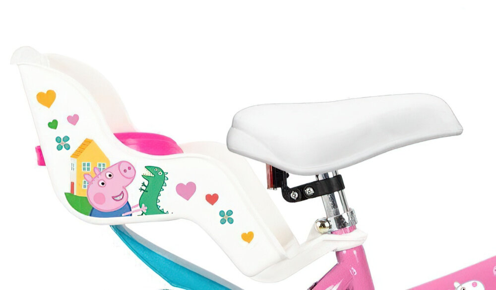 Rower dziecięcy TOIMSA Świnka Peppa 14 cali dla dziewczynki siodełko wygodne piankowe krzesełko dla lalki błotniki