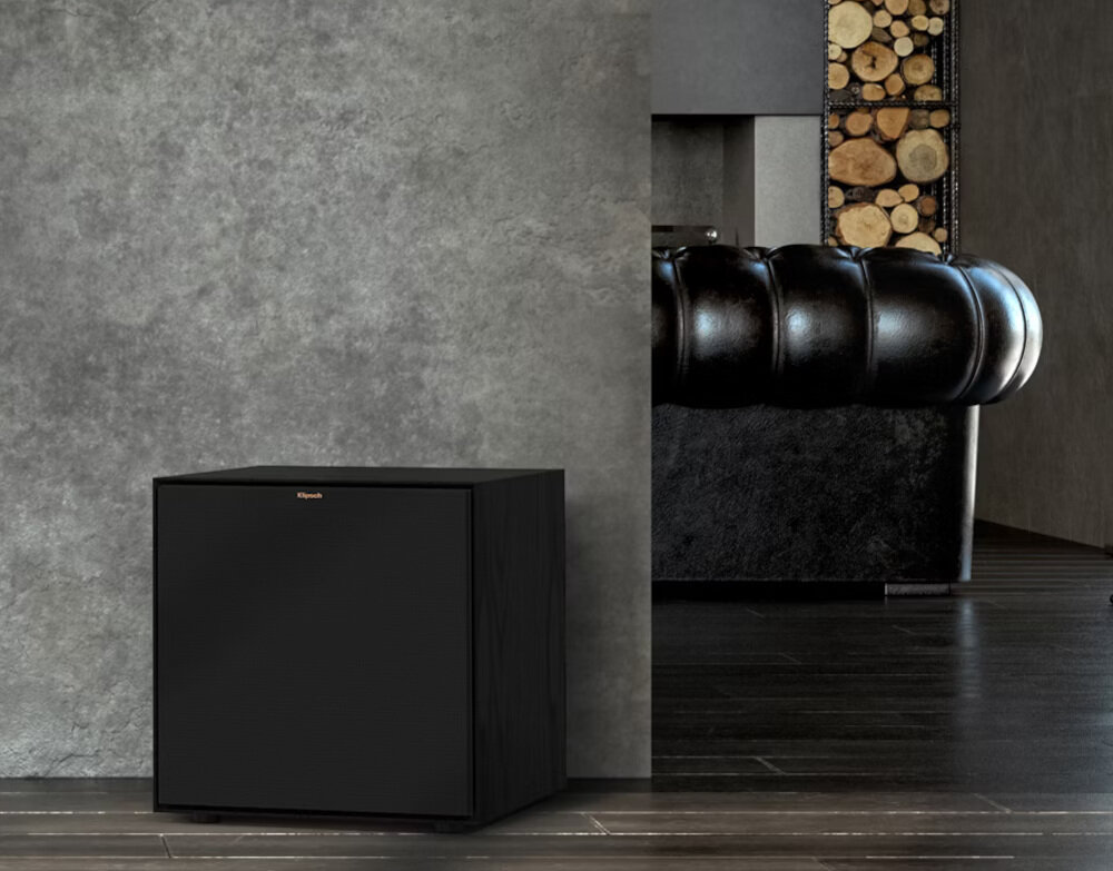 Subwoofer KLIPSCH R-121SW Czarny głośniki membrana technologie połączenia dźwięk jakość wytrzymała stylowa obudowa