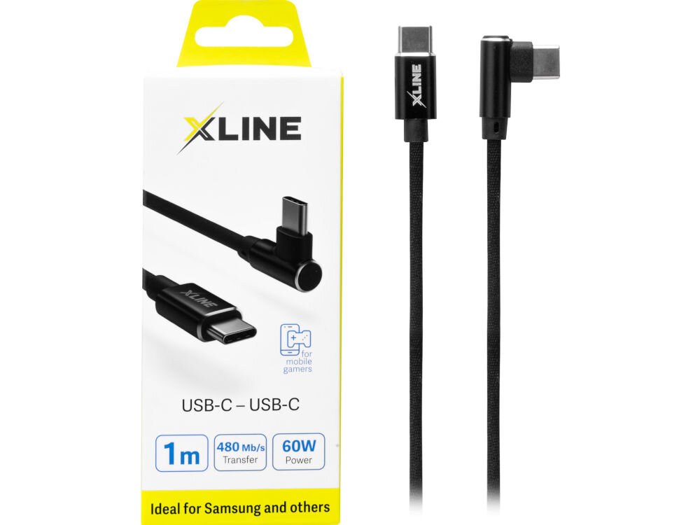 Kabel USB Typ-C - USB Typ-C kątowy XLINE 60W 1m dlugosc