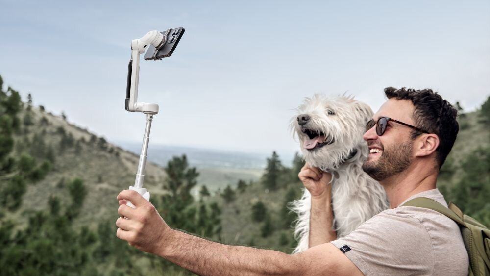 Gimbal INSTA360 Flow fotografia stabilizacja nagrywanie żyroskop uchwyt zasilanie ładowanie bateria tryby przyciski złącza porty kompatybilność udźwig wykonanie pojemność
