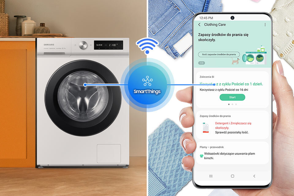 Włącz tryb energooszczędny w pralce Bespoke AI™ Samsung WW11BB534DAWS6
