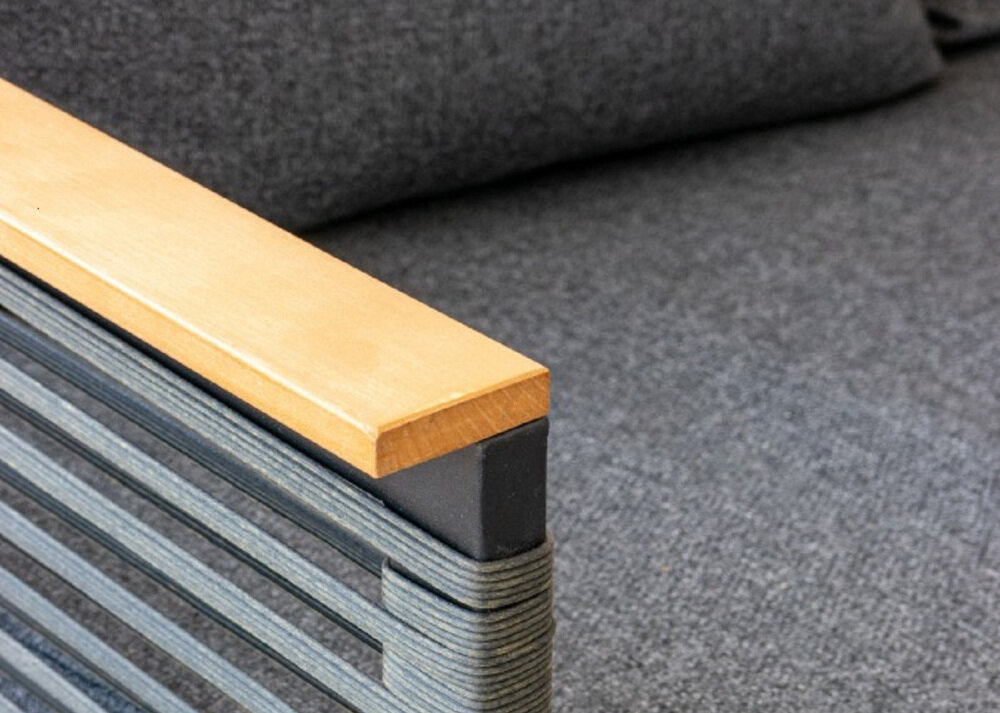 Zestaw mebli ogrodowych MIRPOL Holand Grafitowy podwójna sofa opływowy stylowy kształt wysokie oparcie wyprofilowane podłokietniki