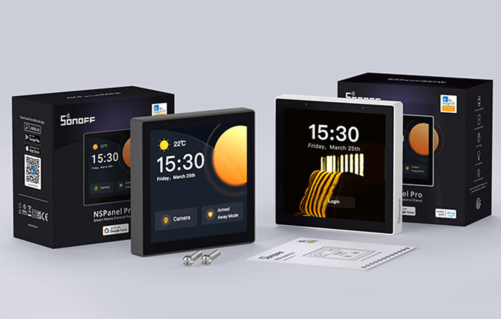 Przełącznik ścienny SONOFF NSPanel Pro czarny Wi-Fi/ZigBee/Bluetooth elementy zestaw