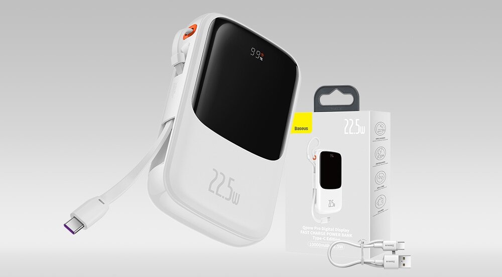 Powerbank BASEUS Qpow Pro 10000mAh 22.5W Biały Urządzenia moc ładowanie wymiary bateria pojemność bezpieczeństwo lekkość wygoda