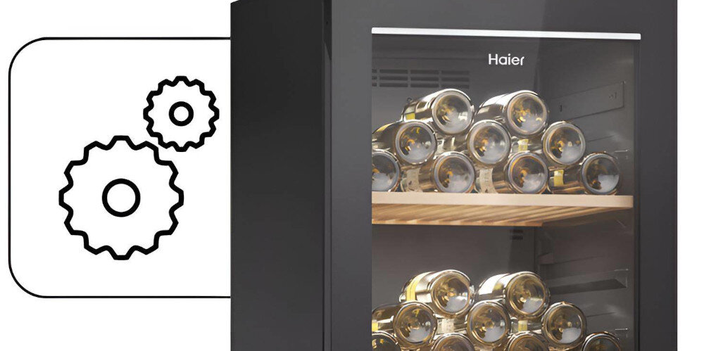 CHŁODZIARKA DO WINA HAIER HWS247GGU1 system antywibracyjny ochrona stabilność