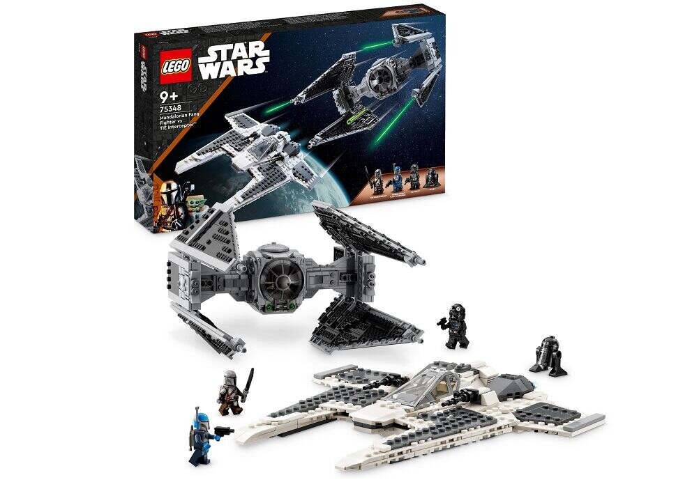 LEGO Star Wars Mandaloriański myśliwiec Fang Fighter kontra TIE Interceptor 75348 dziecko kreatywność zabawa nauka rozwój klocki figurki minifigurki jakość tradycja konstrukcja nauka wyobraźnia role jakość bezpieczeństwo wyobraźnia budowanie pasja hobby funkcje instrukcja aplikacja LEGO Builder