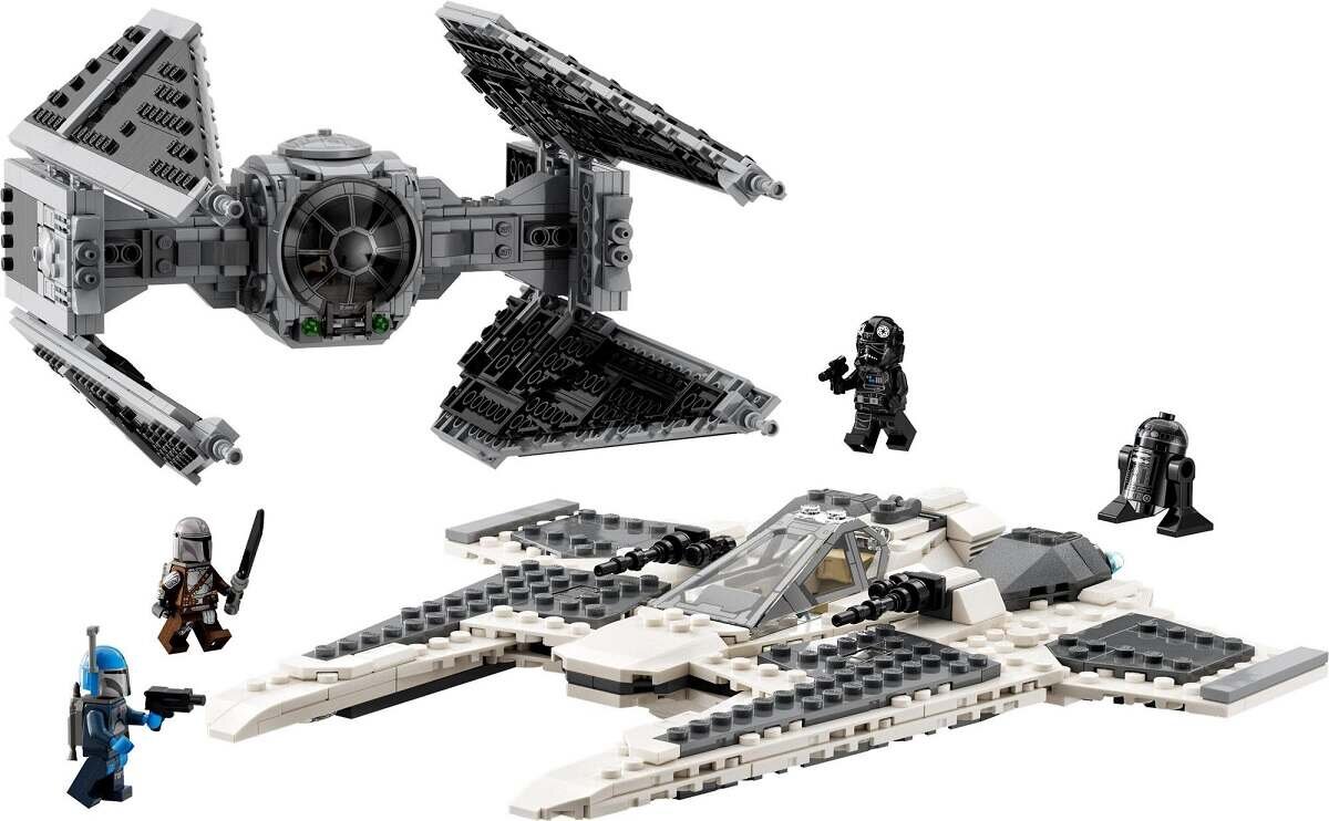 LEGO Star Wars Mandaloriański myśliwiec Fang Fighter kontra TIE Interceptor 75348 dziecko kreatywność zabawa nauka rozwój klocki figurki minifigurki jakość tradycja konstrukcja nauka wyobraźnia role jakość bezpieczeństwo wyobraźnia budowanie pasja hobby funkcje instrukcja aplikacja LEGO Builder