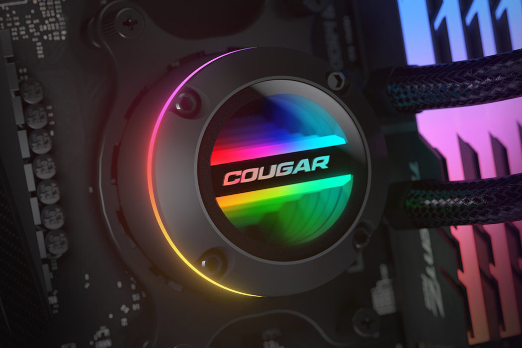 Chłodzenie COUGAR Poseidon GT ARGB 240 wydajność chłodne wodne rgb ekran