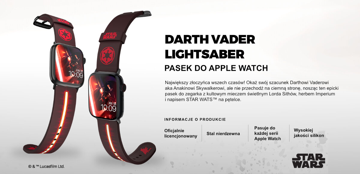 Pasek Star Wars do Apple Watch silikon odporność giazdo 22 mm